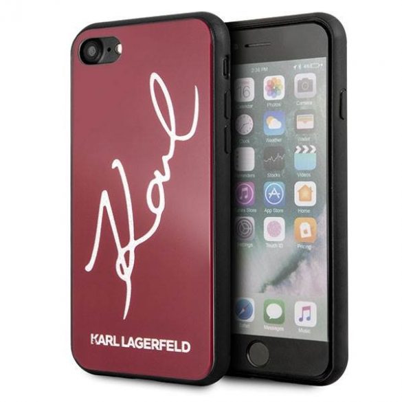 Karl Lagerfeld KLHCI8DLKSRE iPhone 7/8 SE 2020 / SE 2022 czerwony/roșu husă rigidă Signature Glitter