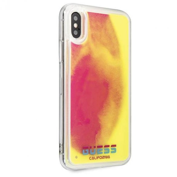 Guess GUHCPXGLCPI iPhone X/Xs rożowy/roz husă rigidă California Glow in the dark husă