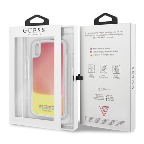 Guess GUHCPXGLCPI iPhone X/Xs rożowy/roz husă rigidă California Glow in the dark husă