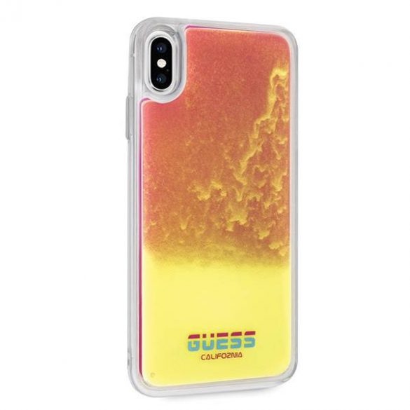 Guess GUHCI65GLCPI iPhone Xs Max husă rigidă/roz husă California Glow in the dark