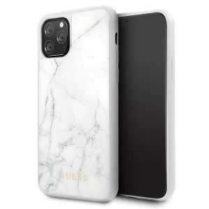 Husă Guess GUHCN58HYMAWH pentru iPhone 11 Pro biał/alb Marmură