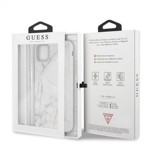 Husă Guess GUHCN65HYMAWH pentru iPhone 11 Pro Max biał/alb Marble