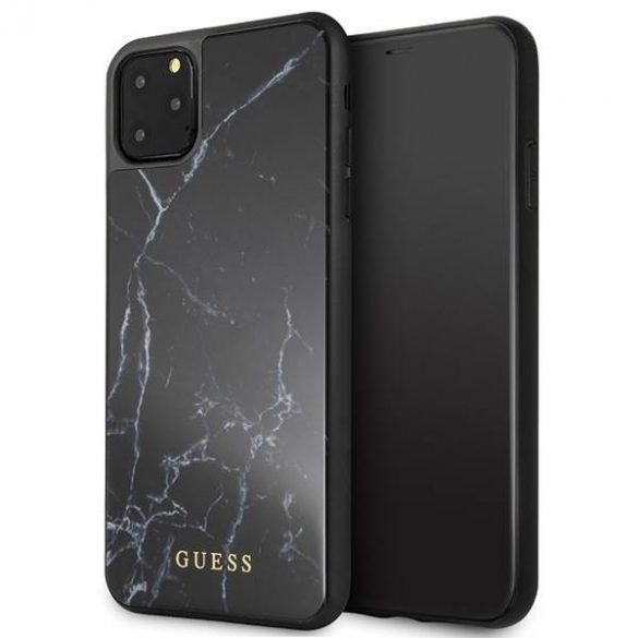 Carcasă Guess GUHCN65HYMABK pentru iPhone 11 Pro Max, sticlă marmură/neagră