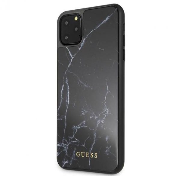 Carcasă Guess GUHCN65HYMABK pentru iPhone 11 Pro Max, sticlă marmură/neagră