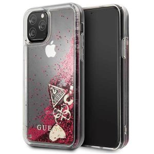 Guess GUHCN58GLHFLRA iPhone 11 Pro 5,8" husă rigidă zmeură Husă Glitter Hearts