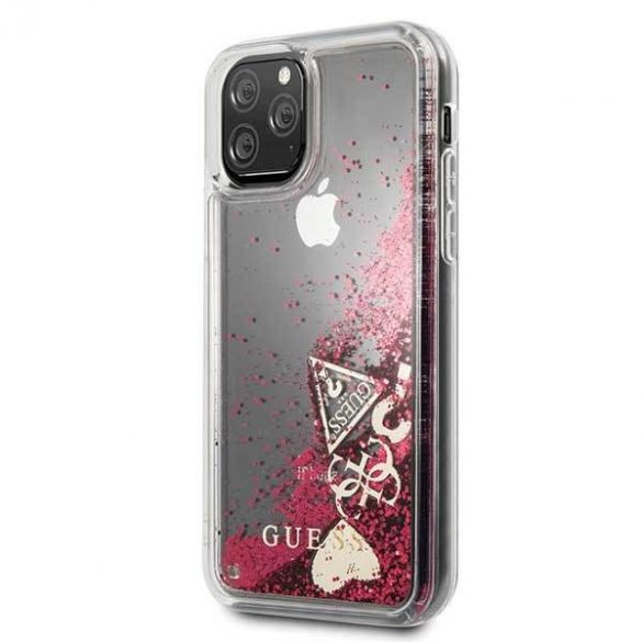 Guess GUHCN58GLHFLRA iPhone 11 Pro 5,8" husă rigidă zmeură Husă Glitter Hearts