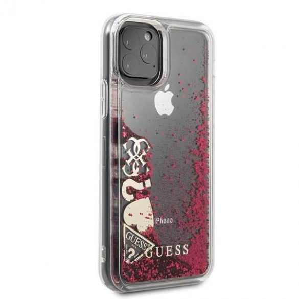 Guess GUHCN58GLHFLRA iPhone 11 Pro 5,8" husă rigidă zmeură Husă Glitter Hearts