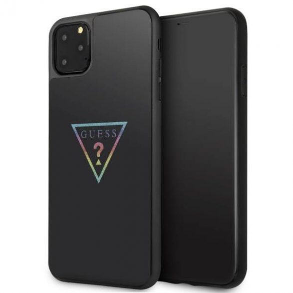 Guess GUHCN65TRMLBK Husă rigidă triunghiulară pentru iPhone 11 Pro Max, neagră/neagră