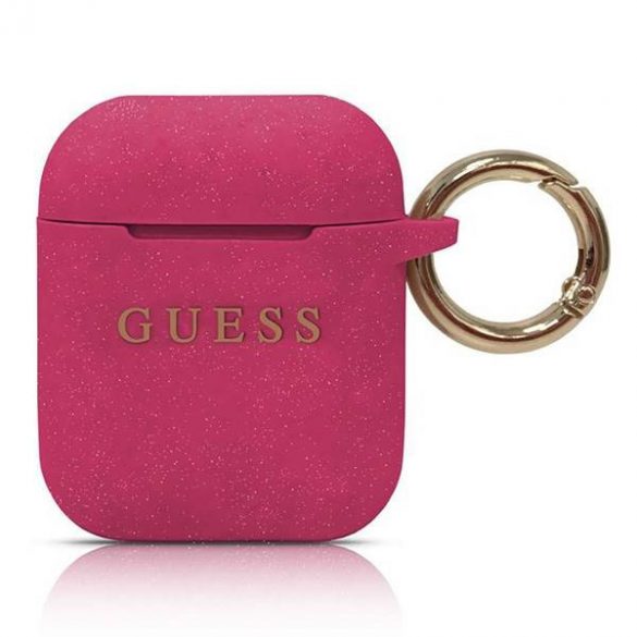 Guess GUACCSILGLFU AirPods 1/2 Husă fucsia/fuchsia Silicon Glitter