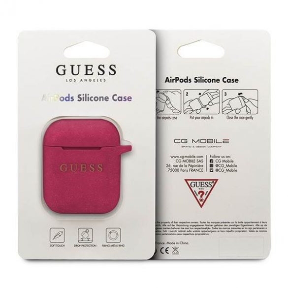 Guess GUACCSILGLFU AirPods 1/2 Husă fucsia/fuchsia Silicon Glitter