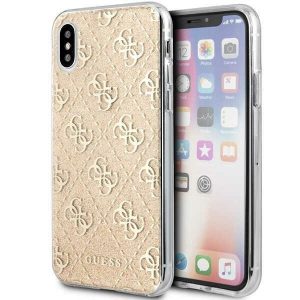 Guess GUHCPXPCU4GLGO iPhone X/Xs gold/gold hard Husă 4G Glitter