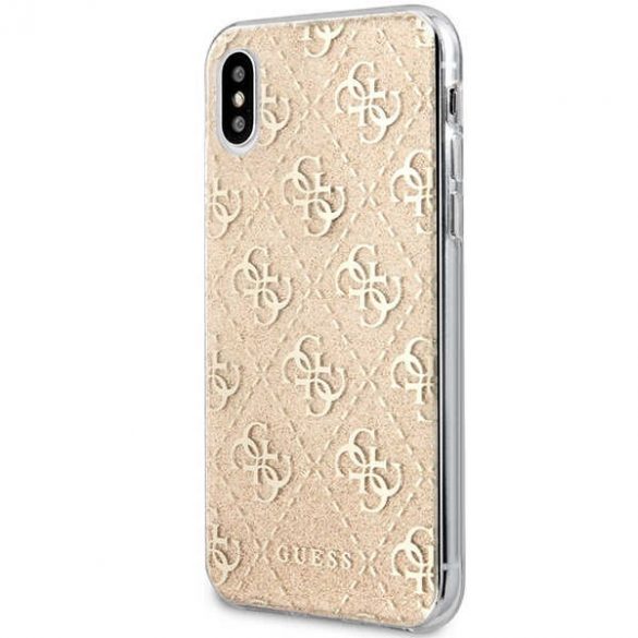 Guess GUHCPXPCU4GLGO iPhone X/Xs gold/gold hard Husă 4G Glitter