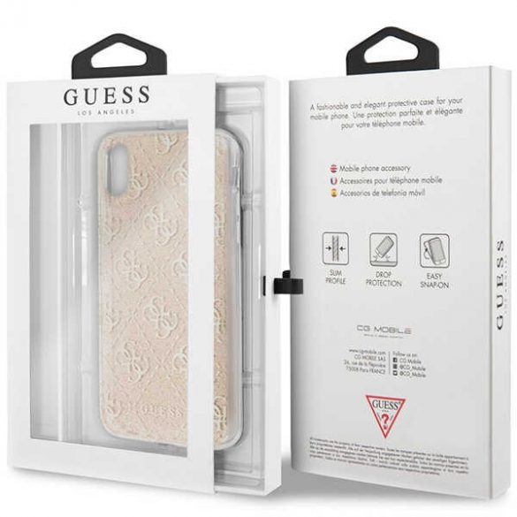 Guess GUHCPXPCU4GLGO iPhone X/Xs gold/gold hard Husă 4G Glitter