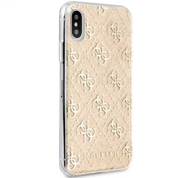 Guess GUHCPXPCU4GLGO iPhone X/Xs gold/gold hard Husă 4G Glitter