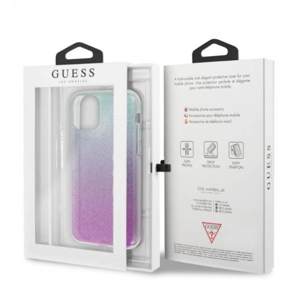 Guess GUHCN65PCUGLPBL iPhone 11 Pro Max husă rigidă rozowo-niebieski/roz albastru Husă glitter Gradient