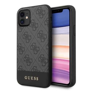 Guess GUHCN61G4GLGR Husă rigidă pentru iPhone 11 6,1" / Xr szary/gri, 4G Stripe Collection