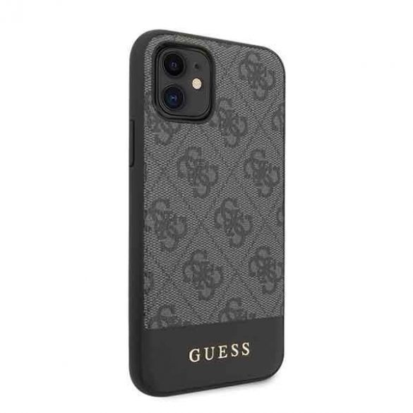 Guess GUHCN61G4GLGR Husă rigidă pentru iPhone 11 6,1" / Xr szary/gri, 4G Stripe Collection