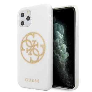 Guess GUHCN65TPUWHGLG iPhone 11 Pro Max alb/alb  hard Husă Glitter 4G Circle Logo Husă