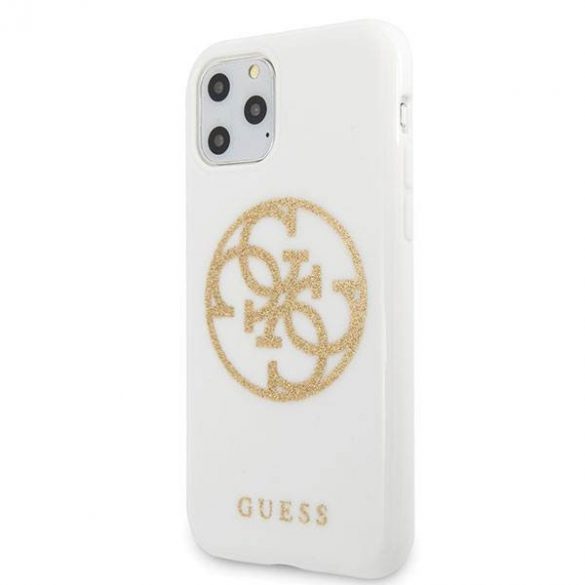 Guess GUHCN65TPUWHGLG iPhone 11 Pro Max alb/alb  hard Husă Glitter 4G Circle Logo Husă