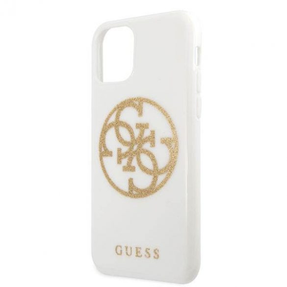 Guess GUHCN65TPUWHGLG iPhone 11 Pro Max alb/alb  hard Husă Glitter 4G Circle Logo Husă