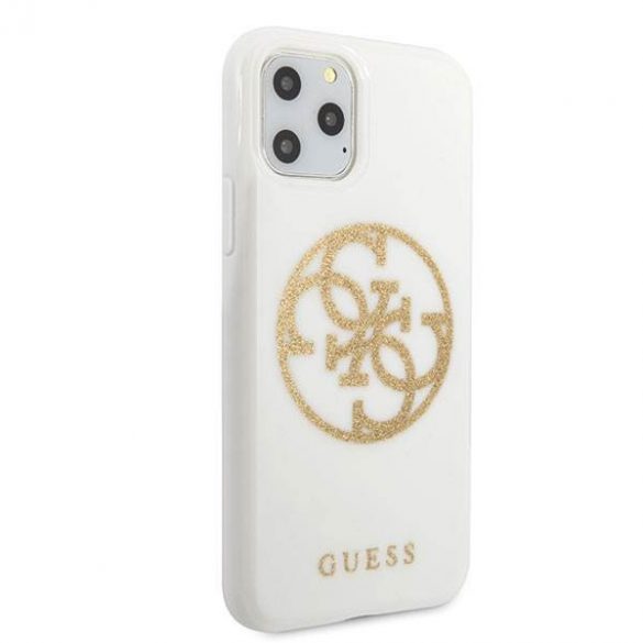 Guess GUHCN65TPUWHGLG iPhone 11 Pro Max alb/alb  hard Husă Glitter 4G Circle Logo Husă