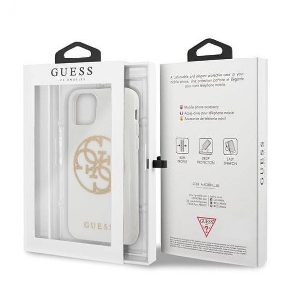 Guess GUHCN65TPUWHGLG iPhone 11 Pro Max alb/alb  hard Husă Glitter 4G Circle Logo Husă