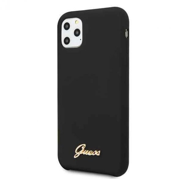 Husă Guess GUHCN58LSLMGBK pentru iPhone 11 Pro neagră/czarny Husă siliconică cu logo vintage auriu