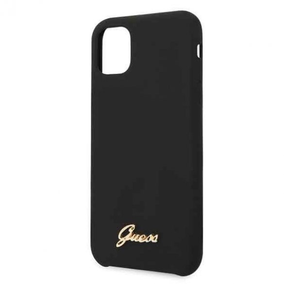 Husă Guess GUHCN58LSLMGBK pentru iPhone 11 Pro neagră/czarny Husă siliconică cu logo vintage auriu