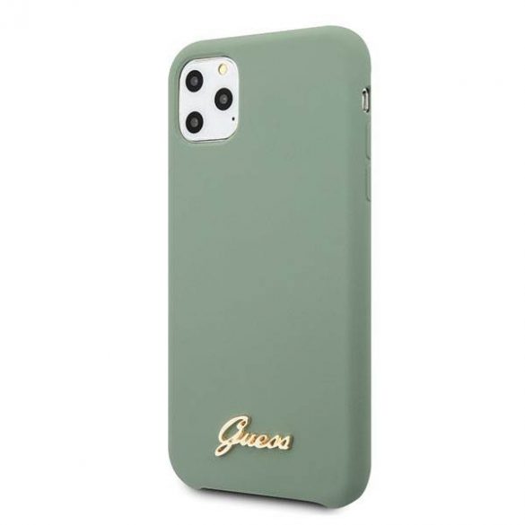 Guess GUHCN58LSLMGKA Husă rigidă kaki pentru iPhone 11 Pro Husă din silicon Vintage Gold Logo