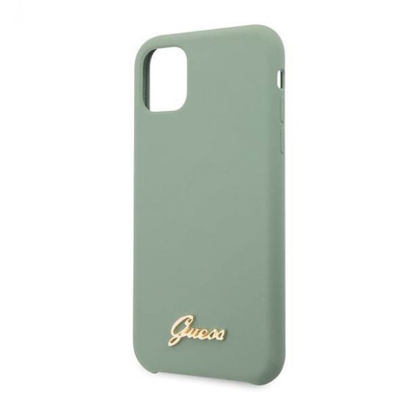 Guess GUHCN58LSLMGKA Husă rigidă kaki pentru iPhone 11 Pro Husă din silicon Vintage Gold Logo