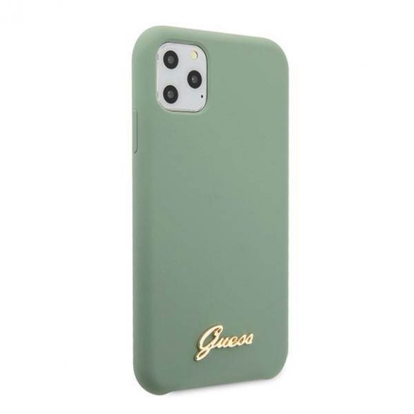 Guess GUHCN58LSLMGKA Husă rigidă kaki pentru iPhone 11 Pro Husă din silicon Vintage Gold Logo