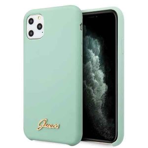 Guess GUHCN58LSLMGG Husă rigidă zielony/verde pentru iPhone 11 Pro Husă din silicon Vintage Gold Logo