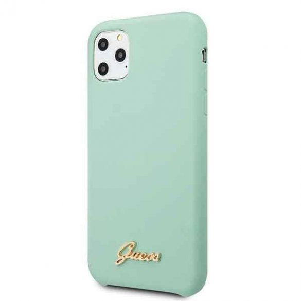 Guess GUHCN58LSLMGG Husă rigidă zielony/verde pentru iPhone 11 Pro Husă din silicon Vintage Gold Logo