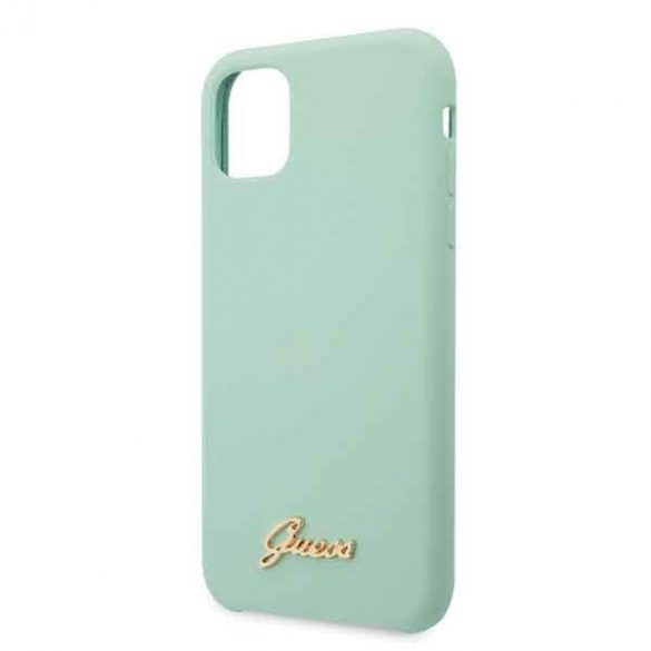 Guess GUHCN58LSLMGG Husă rigidă zielony/verde pentru iPhone 11 Pro Husă din silicon Vintage Gold Logo