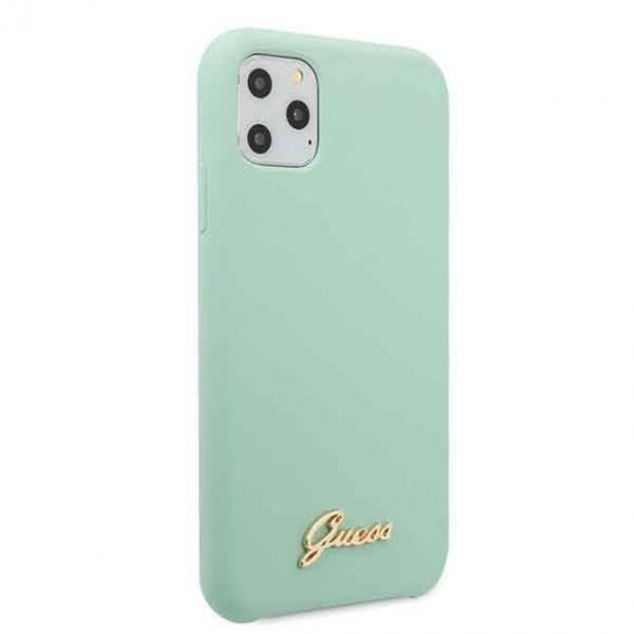 Guess GUHCN58LSLMGG Husă rigidă zielony/verde pentru iPhone 11 Pro Husă din silicon Vintage Gold Logo