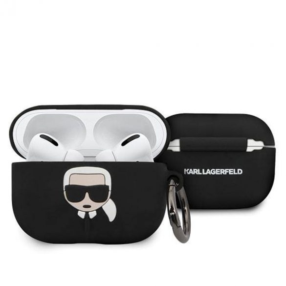 Karl Lagerfeld KLACAPSILGLBK AirPods Pro acoperă negru / negru Silicon Ikonik husă