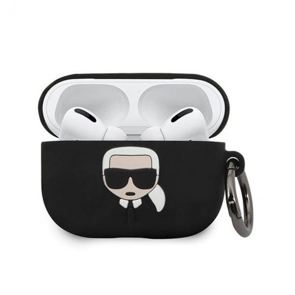 Karl Lagerfeld KLACAPSILGLBK AirPods Pro acoperă negru / negru Silicon Ikonik husă