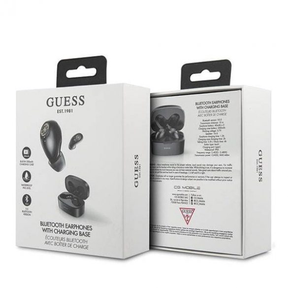 Guess słuchawki Bluetooth GUTWSJL4GBK TWS + stacja dokująca czarny/black 4G