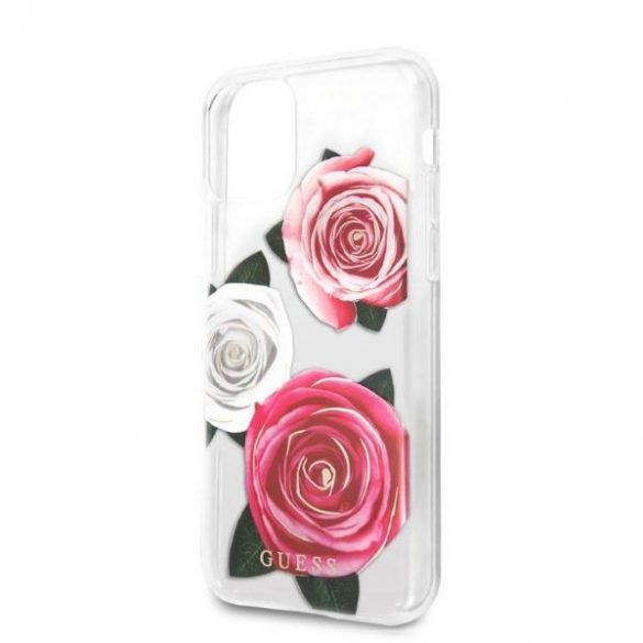 Husă rigidă transparentă Guess GUHCN58ROSTRT pentru iPhone 11 Pro Husă Flower Desire Pink & White Rose