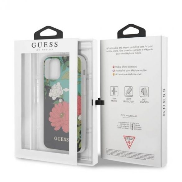 Husă Guess GUHCN65IMLFL01 pentru iPhone 11 Pro Max, neagră/czarny, N°1 Flower Collection