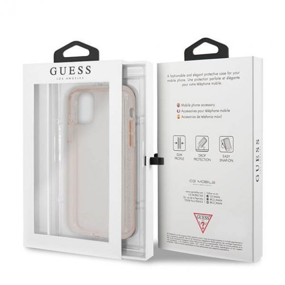 Guess GUHCN58PCGLPI iPhone 11 Pro husă dură rożowy/roz Husă cu sclipici