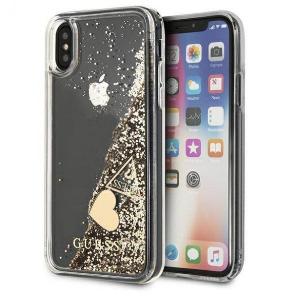 Guess GUOHCPXGLHFLGO iPhone X/Xs aur/gold husă greu Glitter Charms husă