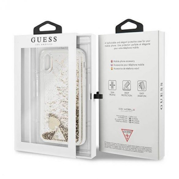 Guess GUOHCPXGLHFLGO iPhone X/Xs aur/gold husă greu Glitter Charms husă