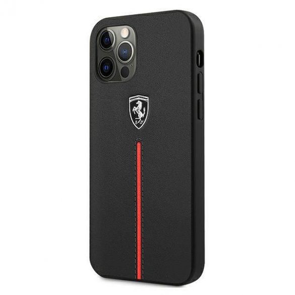 Ferrari FEOMSHCP12LBK iPhone 12 Pro Max negru / negru hard Husă Off Track piele Nylon Stripe husă