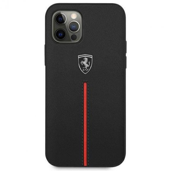 Ferrari FEOMSHCP12LBK iPhone 12 Pro Max negru / negru hard Husă Off Track piele Nylon Stripe husă