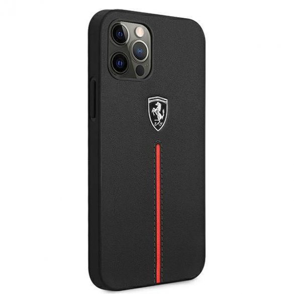 Ferrari FEOMSHCP12LBK iPhone 12 Pro Max negru / negru hard Husă Off Track piele Nylon Stripe husă