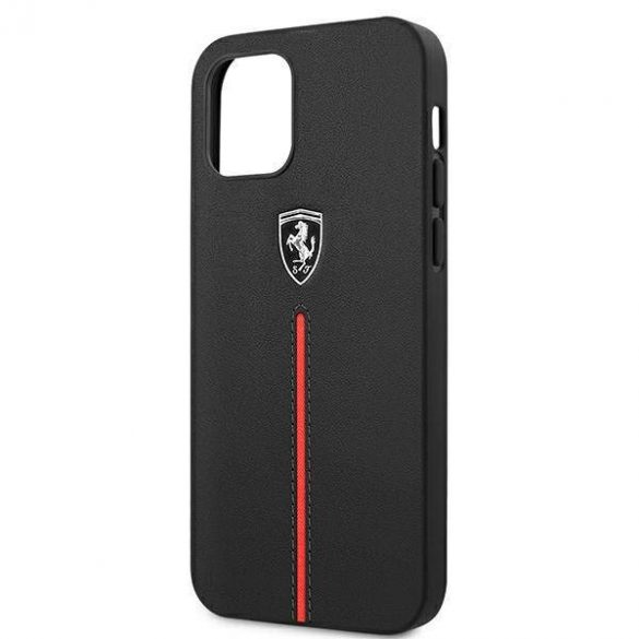 Ferrari FEOMSHCP12LBK iPhone 12 Pro Max negru / negru hard Husă Off Track piele Nylon Stripe husă