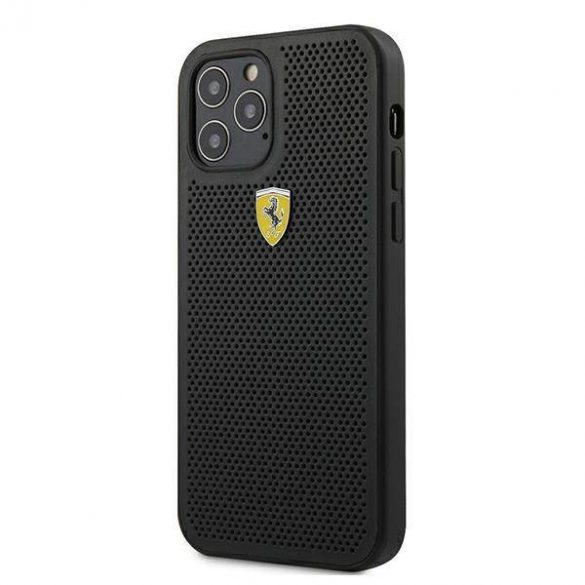 Carcasă rigidă Ferrari FESPEHCP12MBK pentru iPhone 12/12 Pro 6,1" czarny/negru On Track perforată