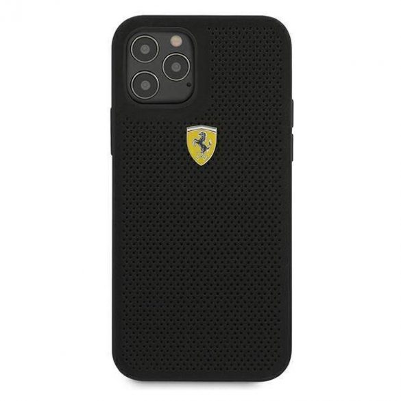 Carcasă rigidă Ferrari FESPEHCP12MBK pentru iPhone 12/12 Pro 6,1" czarny/negru On Track perforată