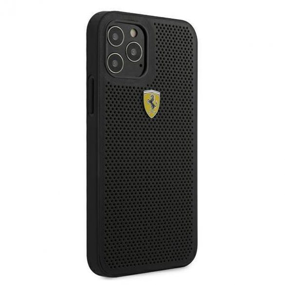 Carcasă rigidă Ferrari FESPEHCP12MBK pentru iPhone 12/12 Pro 6,1" czarny/negru On Track perforată